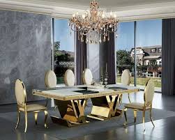 Our luxury dining sets can fit any space or style. Luxurious Contemporary Marble Top Gold Stainless Steel Dining Table My Aashis