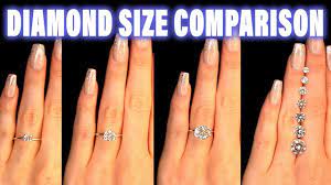 One carat is equivalent to 0.2 grams. Diamond Size Comparison On Hand Finger Carat 1 2 3 4 0 5 Ct 0 25 0 75 1 Diamond Size Comparison Diamond Carat Comparison Engagement Rings On Finger