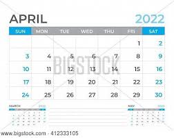 April 2022 Page Vector Photo Free Trial Bigstock