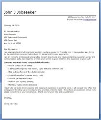 Porter Cover Letter Sample Cover Letter For Resume Cover Letter For Internship Job Cover Letter