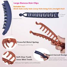 Convient womans 20 tooth banana clip vintage hair for thick stretch hair. Buy 6 Pieces Large Banana Clips Big Banana Hair Clips For Thick Hair Non Slip Ponytail Holder Clip For Women And Girls 6 Colors Online In Turkey B08s7g7pjh