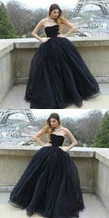 Black Ball Gown Prom Dress Modern Black Ball Gown Strapless Tulle Long Prom Dresses Evening Dress Black Ball Gown Prom Dresses Ball Gown Ball Dresses