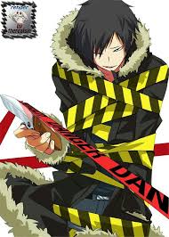 Orihara Izaya Yellow Tape Knife Red Tape Danger Text Durarara Durarara Anime Izaya Orihara