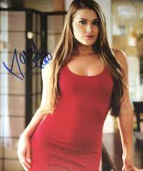 Abby Cross Very Sexy Red Dress Signed 8x10 Photo Adult Model COA Proof E3 |  eBay