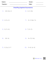 1 unit left x y q x g u 2) translation: Pre Algebra Worksheets Algebraic Expressions Worksheets
