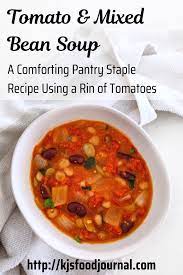 Tomato Mixed Bean Soup A Comforting Pantry Staple Recipe Using A Tin Of Tomatoes Bean Soup Mix Recipe Recipes Delicious Soup Recipes