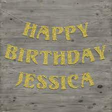 Happy Birthday Garland Glitter Paper Customizable Signs Golden Green Pink Birthday Garland Happy Birthday Glitter Paper