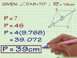 A rhombus has a side length of 12 cm, what is its perimeter? 3 Ways To Find The Perimeter Of A Rhombus Wikihow