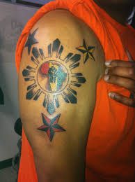 Filipino sun and stars tattoo on arm sleeve. Filipino Flag Sun Tattoo Novocom Top