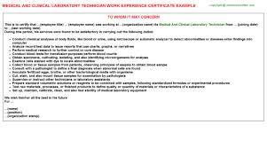 Have a look at our medical researcher cover letter example written to industry standards that will help you write a winning job application. Medical And Clinical Laboratory Technician Work Experience Certificate Job Descriptions And Duties Resume Writing Samples Work Experience Laboratory Technician