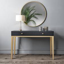 A rare orientalist dressing table on four columns feet joined by a strecher adorned with an enameled ceramic plaque in the oriental style, attributed to vieillard and caranza. Maya Art Deco 2 Drawer Dressing Table In Dark Grey Furniture123