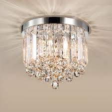 This stylish ceiling lamp is full of modern farmhouse style, with a classic wheel profile and 6 exposed lights on the top, which can provide brightness enhancement in any room. Buy Gris K9 Crystal Flush Mount Ceiling Light Foyer Beaded Modern Chandelier 3 Lights Flush Mount Ceiling Mini Sputnik Fancy Chandelier 9 8 Inches Diameter For Bedroom Living Room Hallway And Kitchen Online In
