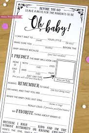 Blue , yellow and pink. Baby Shower Advice Cards Mad Libs Black Press Print Party