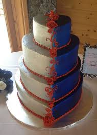 Blue Silver Burnt Orange Wedding Cake Orange Wedding Cake Wedding Cakes Blue Burnt Orange Weddings