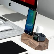 This dock houses both your apple watch and iphone, and it looks great doing so. Oakywood Walnut Triple Dock Iphone Apple Watch Airpods Charger Bombinate