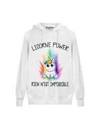 Vous retrouverez dans cette gamme des vêtements licorne comme : Pull Capuche Licorne Power