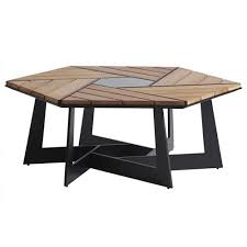 Tommy Bahama South Beach Teak Wood Top Metal Hexagonal Outdoor Coffee Table In 2020 Outdoor Coffee Tables Diy Patio Table Teak Outdoor Coffee Table