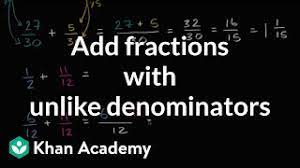 This activity will help students practice adding fractions with unlike denominators. Adding Fractions With Unlike Denominators Video Khan Academy