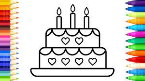 Another free still life for beginners step by step drawing video tutorial. How To Draw Birthday Cake For Kids Learn Colors With Cake And Candles Coloring Book For Baby Youtube
