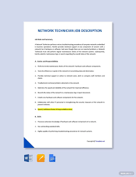 Free Network Technician Job Description Template Ad Affiliate Technician Network Free Template Job Description Template Job Description Job Ads