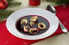 Traditional silesian christmas eve soup has one of the most unique combinations of tastes in polish cuisine. Red Borscht Czerwony Barsz With Mushroom Dumplings Traditional Stock Photo Picture And Royalty Free Image Image 16241393