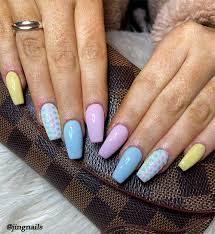 Cute Spring Pastel Multicolored Nails 2020 Cute Manicure #swankiss #staff nails #nail art #fake nails #pastel nails #pastel #kawaii.