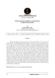 Pdf Mysticism Of Barong And Rangda In Hindu Religion