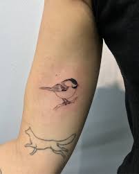 Small Bird Tattoos On Arm Black Capped Chickadee Tattoo On The Right Inner Arm Arm Tattoos For Women Inner Chickadee Tattoo Bird Tattoos Arm