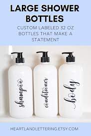 32 Oz Shampoo Bottle Large Shampoo Bottles Bathroom Shower Etsy In 2021 Bathroom Decor Custom Bottles Shower Organization