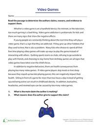 Sign in with your username and password to your cengagebrain account. Video Games Nonfiction Text Worksheet Education Com