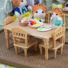The dining room set includes a dining table and baby chair suitable for up to 5, and a delightful kitchen cabinet for storing kitchenware. Product Review Dining Table Set Mimi S Little Sylvanian Town Dining Table Setting Dining Table Outdoor Furniture Sets