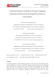 Search over 14 million words and phrases in more than 490 language pairs. Pdf Code Switching In English As Foreign Language Instruction Practiced By The English Lecturers At Universities