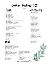 College Packing List 2018 Eclectic Home College Packing Lists College Dorm Checklist College Dorm List