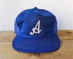Vintage 80s Letter A Embroidered Royal Blue Mesh Snapback Hat Etsy Hats Snapback Hats Vintage