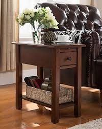 Sutton Side Table With Charging Station In Espresso End Tables End Tables With Storage Table