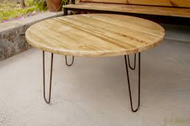 realisation d un table basse ronde pieds epingle hairpin legs en metal rouille oxydation stopee plateau bois de table basse table basse ronde plateau bois