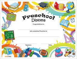 The kids love it and it's a fun way to bring the year to a close. Free Printable Preschool Diploma Certificates Preschool Diploma Graduation Certificate Template Preschool Diploma Template