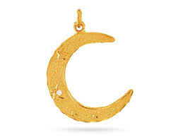 Sterling Silver Vermeil Artisan Crescent Moon Pendant W/ - Etsy Norway