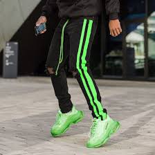 Black And White Striped Jeans Men Striped Jeans V3 In Black And Neon Green In 2020 Striped Jeans Mens Casual Outfits Skinny Jeans Men