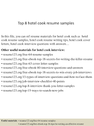 top 8 hotel cook resume samples