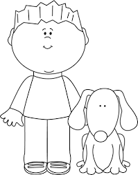 Black And White Boy Head Clipart Black And White Boy With His Pet Dog Dog Clip Art Pet Dogs Images Pet Dogs