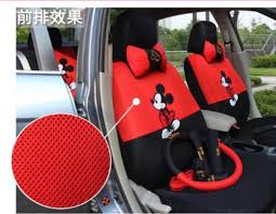 2014 Mickey Mouse Full Set 18pcs Autocar Front Rear Seat Covers Car Red Black Disney Car Accessories Mickey Mouse Car Mickey Mouse