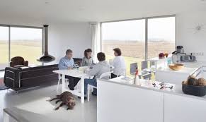 An ethanol fireplace in casing with front fire view provides elegance and warmth to spaces of all kinds. Fireorb Cool Warmth