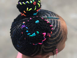Black And Rainbow Hair Box Braids Fulani Bun Braids For Little Black Girl Kids Braids Rainbow Dash Unicorn Tribal Braid Style For Grad Braids For Kids Little Girl Hairstyles Birthday Hairstyles