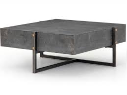 This is the coffee table which consists of wooden surface and metal legs and makes you enjoy the spare time. Four Hands Hughes Light Rustic Black Bluestone 33 Wide Rectangular Coffee Table Fscimp301