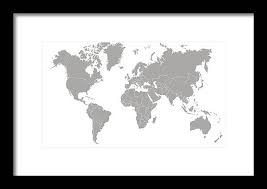 Get an exact or customized. World Map Outline In Gray Color Framed Print By Chokkicx