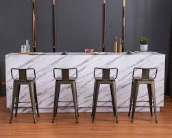 Linon hampton fabric top bar stool, beige, 30 inch seat height. Amazon Com Yongchuang Metal Barstools Industrial Counter Height Bar Stools Set Of 4 26 Wood Top Low Back Gunmetal Home Kitchen