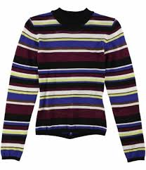 Rachel Roy Venus Striped Pullover Lavender and Ivory Knit Sweater Size  large