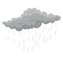 A simple cartoon illustration of a dark cloud with rain and ...