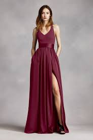 This Bridesmaid Dress But In Color Mercury V Neck Halter Gown With Sash Vw360 Vera Wang Bridesmaid Dresses Long Bridesmaid Dresses Bridesmaid Dressing Gowns